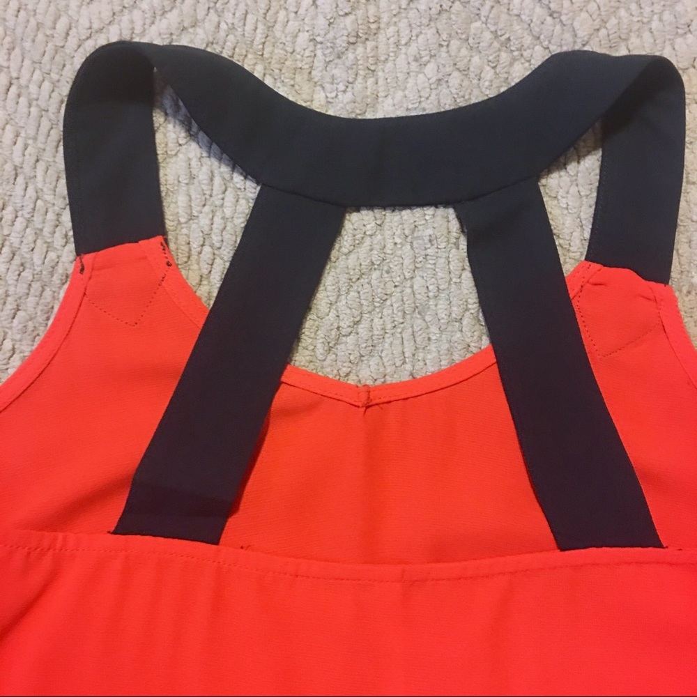Red Sleeveless Blouse with Navy Straps - Picture 4 of 8